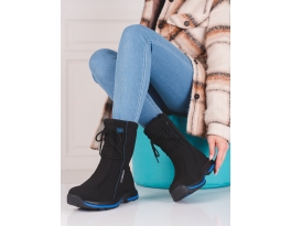 Komfortní  trekingové boty černé dámské bez podpatku