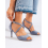 Komfortní modré  sandály dámské na jehlovém podpatku