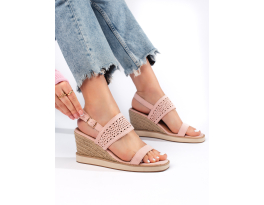 Designové  sandály růžové dámské na klínku
