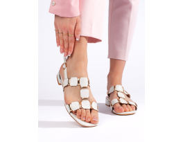 Trendy bílé  sandály dámské na plochém podpatku