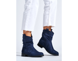 Komfortní  kotníčkové boty dámské tmavě modré na plochém podpatku